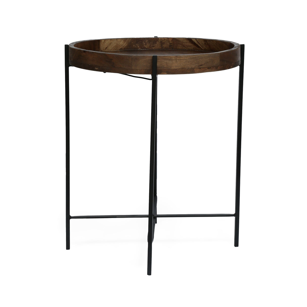 Tift Handcrafted Modern Industrial Mango Wood Folding Tray Top Side Table by Christopher Knight Home