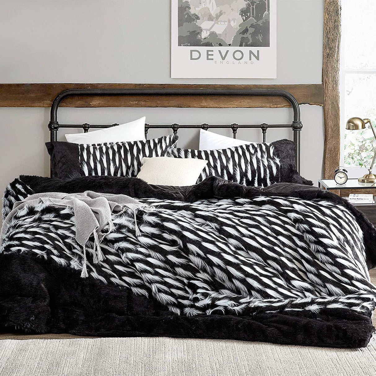 Tiger Lion - Coma Inducer® Oversized Comforter Set - Zebra Black