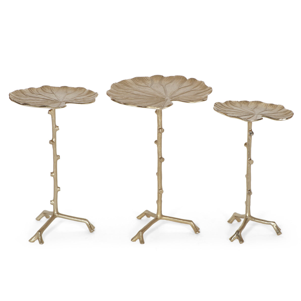 Tilley Boho Glam Handcrafted Aluminum Lily Pad Side Tables (Set of 3) by Christopher Knight Home