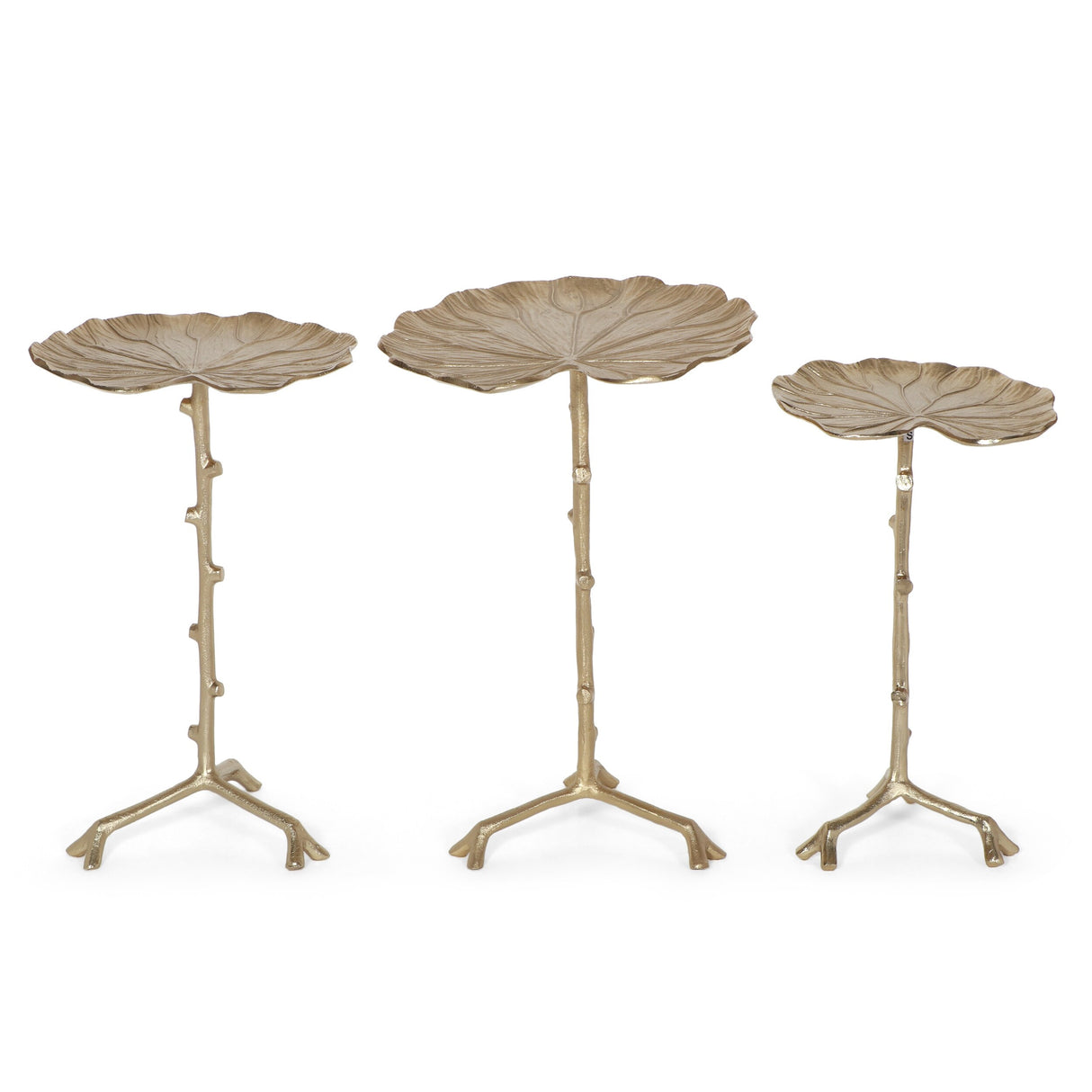 Tilley Boho Glam Handcrafted Aluminum Lily Pad Side Tables (Set of 3) by Christopher Knight Home