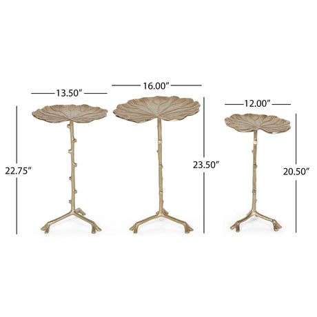 Tilley Boho Glam Handcrafted Aluminum Lily Pad Side Tables (Set of 3) by Christopher Knight Home