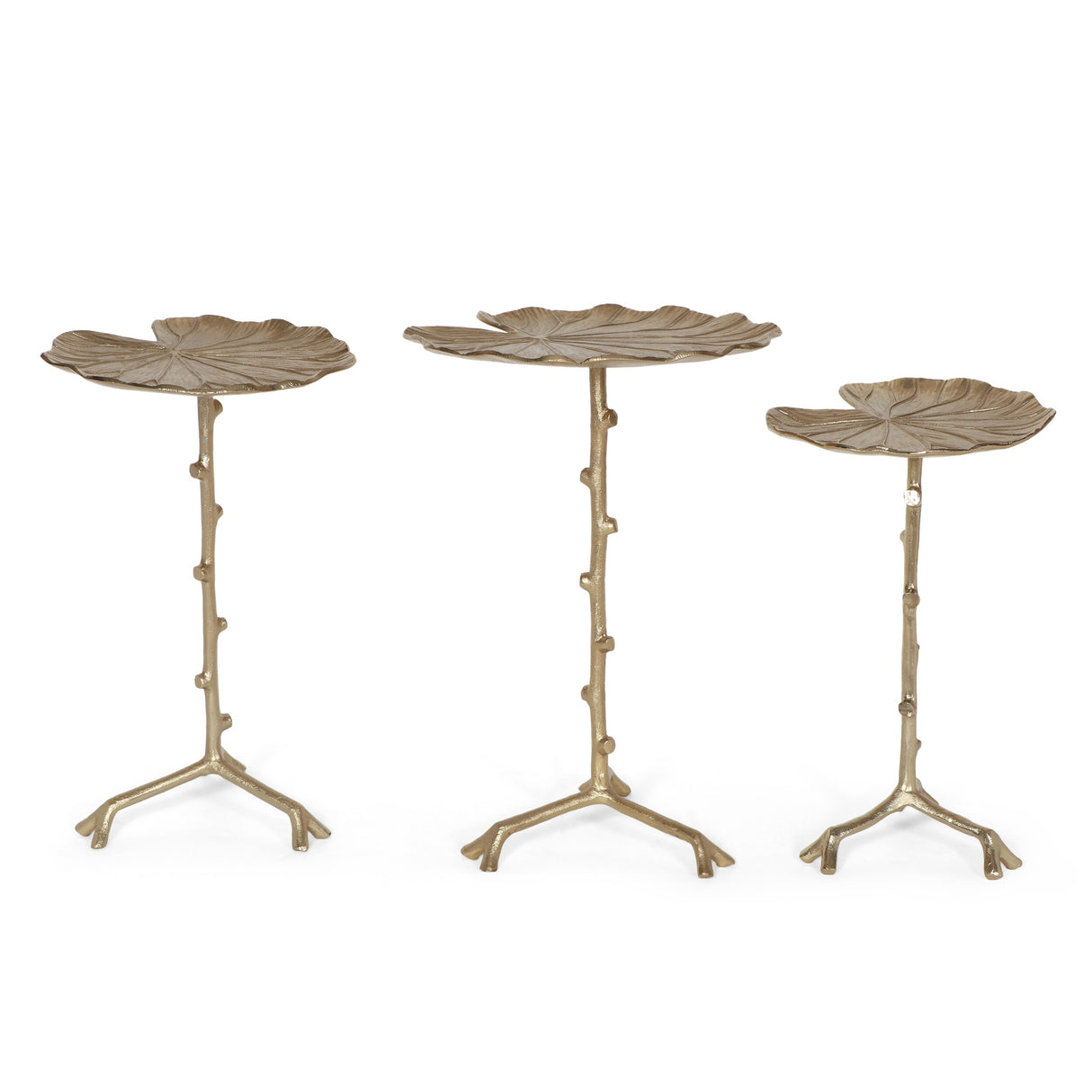 Tilley Boho Glam Handcrafted Aluminum Lily Pad Side Tables (Set of 3) by Christopher Knight Home