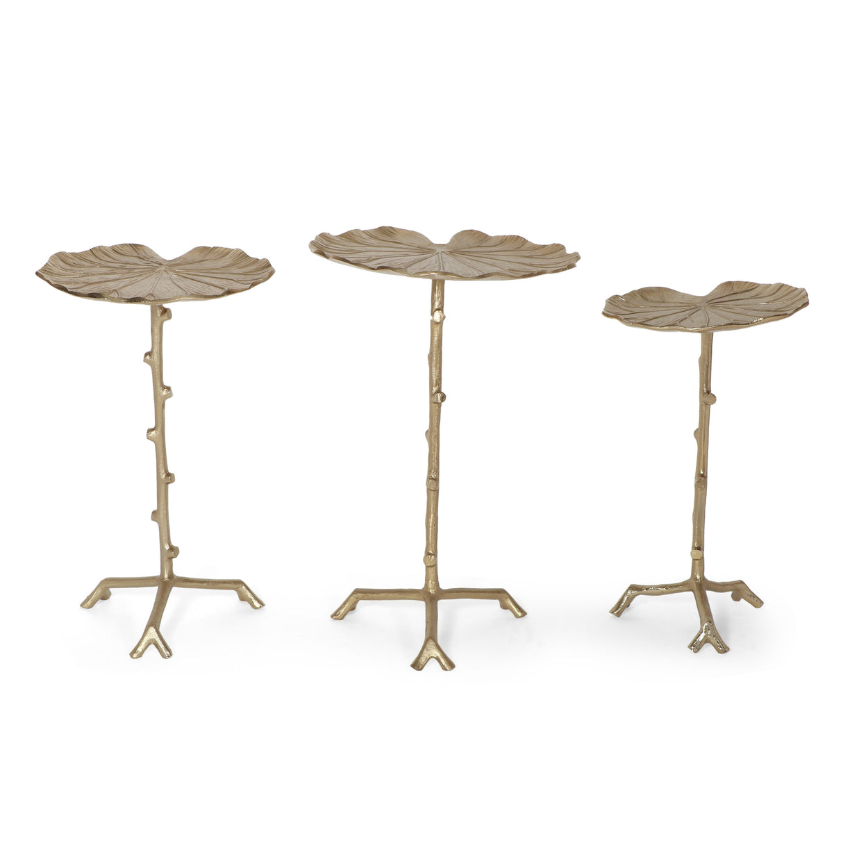 Tilley Boho Glam Handcrafted Aluminum Lily Pad Side Tables (Set of 3) by Christopher Knight Home