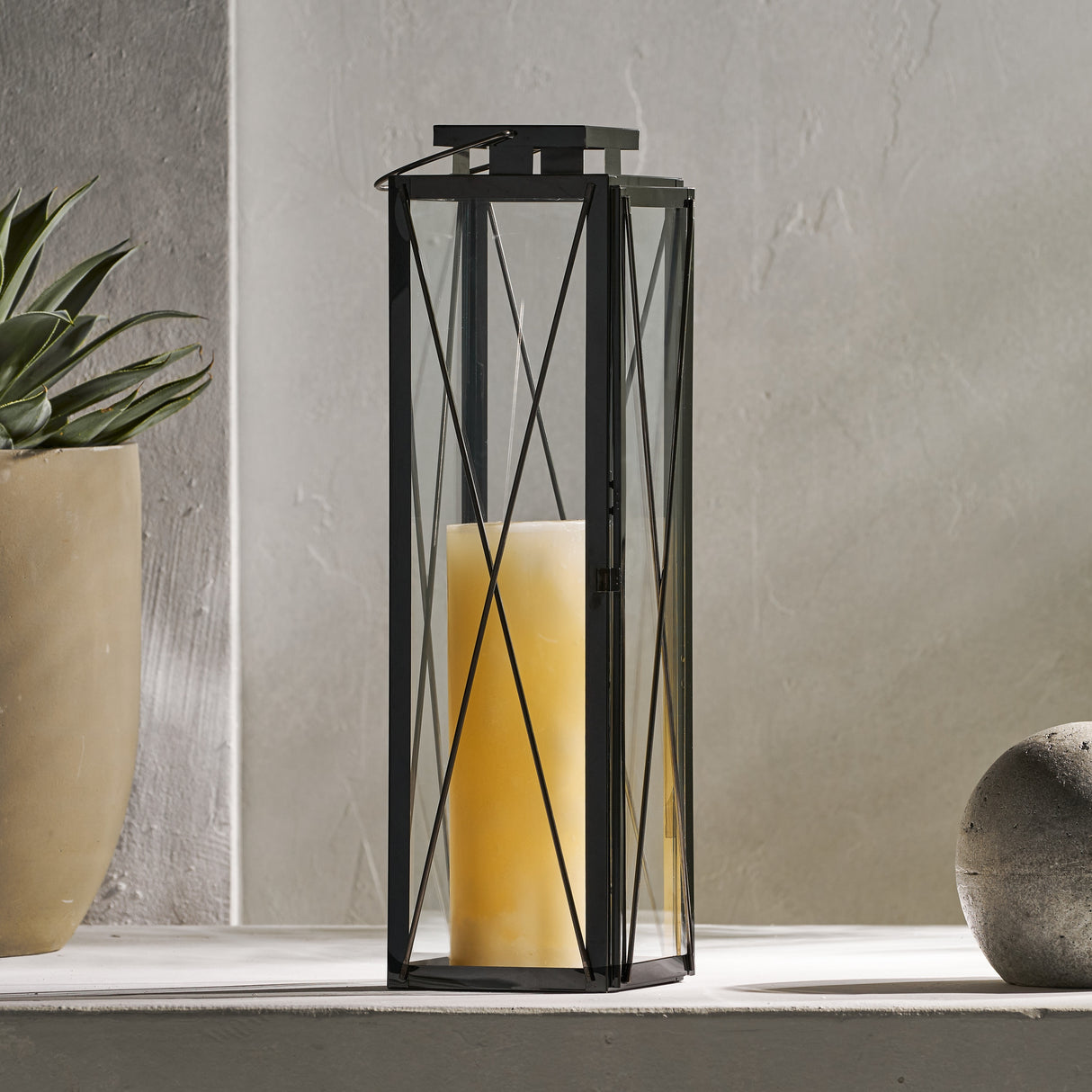 Tilson Outdoor 22" Stainless Steel Lantern by Christopher Knight Home