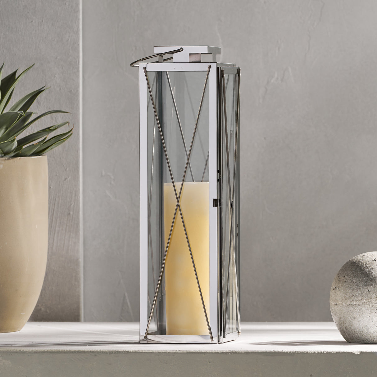 Tilson Outdoor 22" Stainless Steel Lantern by Christopher Knight Home