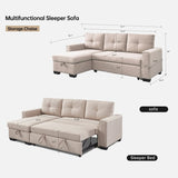 Timbery Upholstery Fabric Reversible Sectional Sofabed