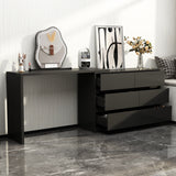 Timechee Home Rotating Dresser and Desk 6 Drawer Dresser Vanity Makeup