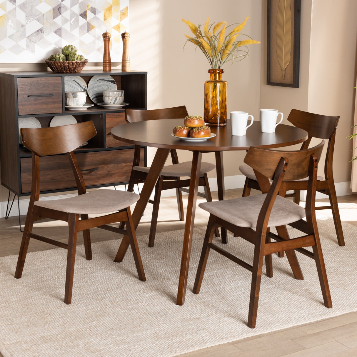 Timothy Mid-Century Modern Transitional 5-Piece Dining Set