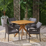Tioman Outdoor 5 Piece Wood and Wicker Dining Set by Christopher Knight Home