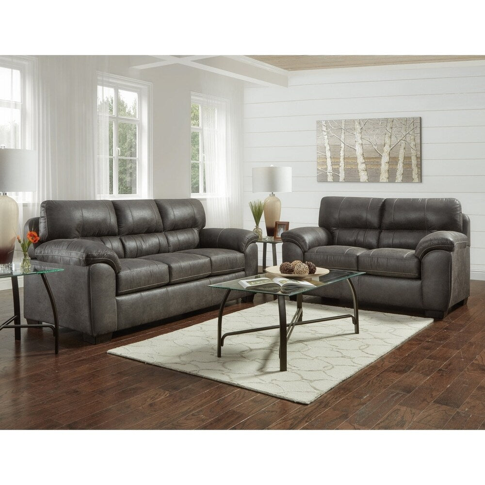 Roundhill Furniture Tirana Contemporary Fabric Pillow-top Arm Loveseat in Sequoia Ash