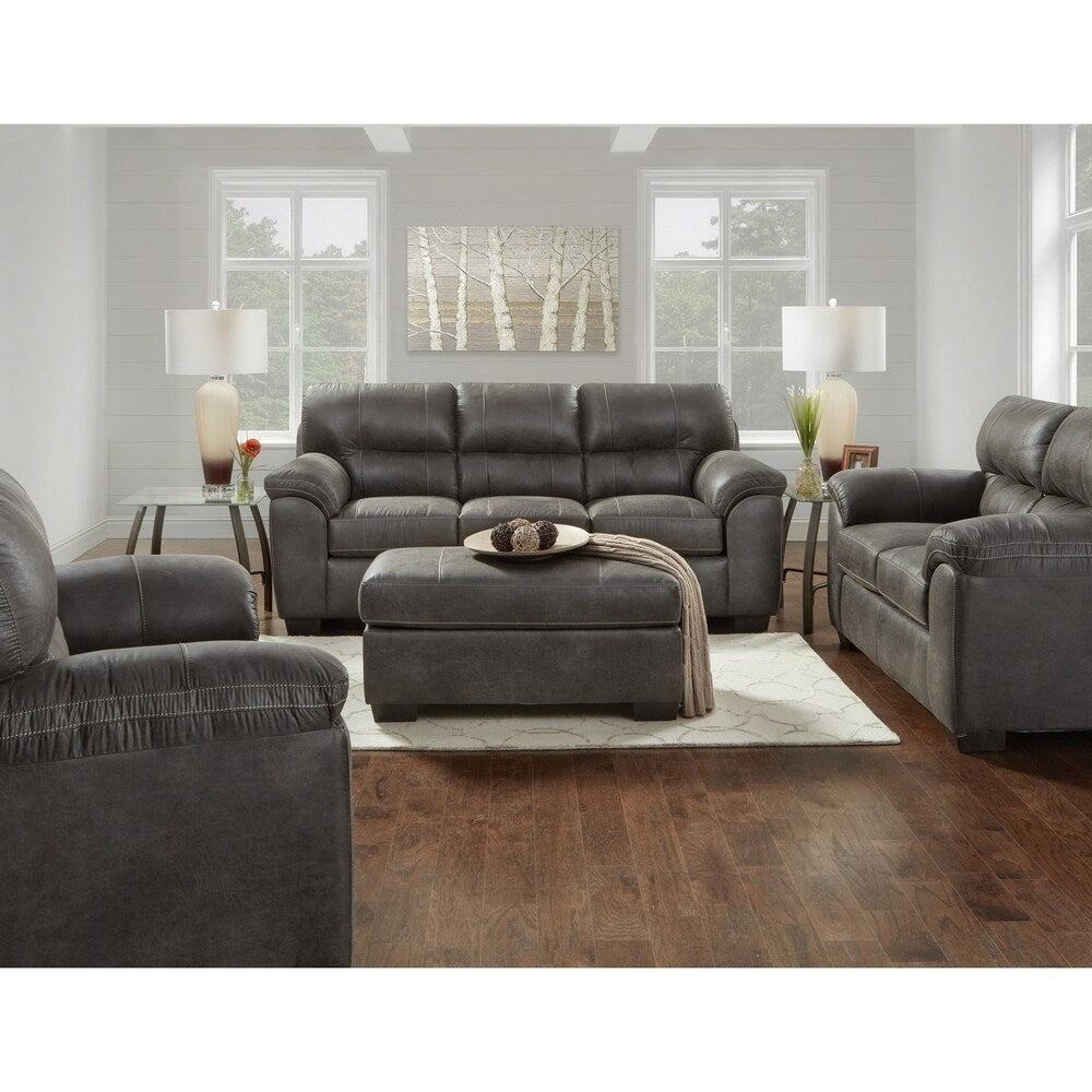 Roundhill Furniture Tirana Contemporary Fabric Pillow-top Arm Loveseat in Sequoia Ash