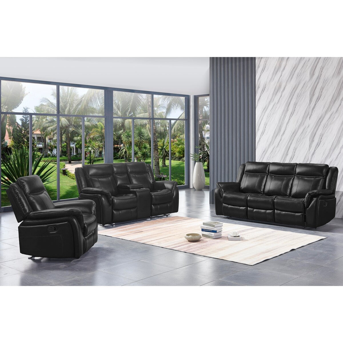 Titanic Furniture Olaf Manual Reclining Chair in Black Faux Leather