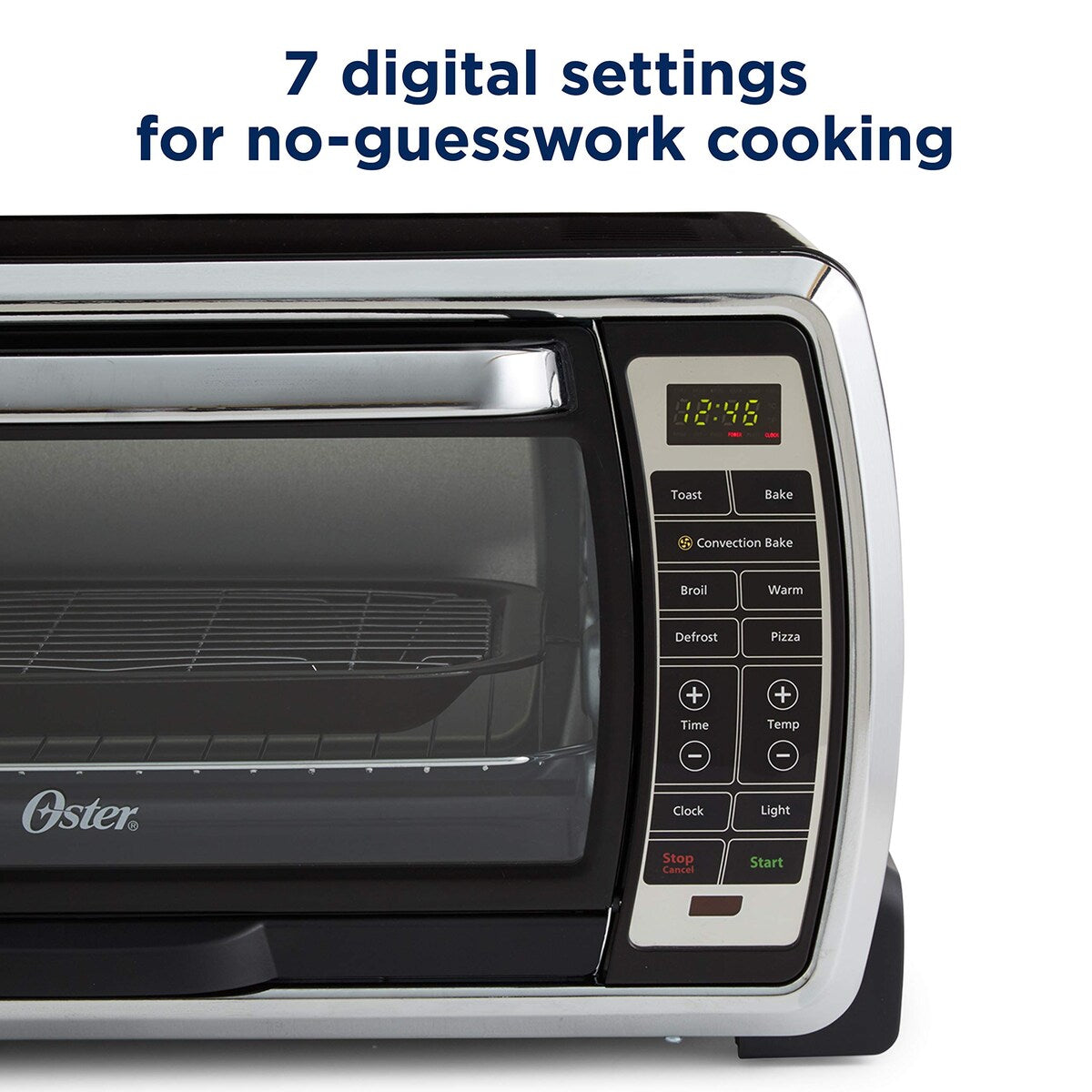 Toaster Oven Digital Convection Oven, Large 6-Slice Capacity, Black/Polished Stainless