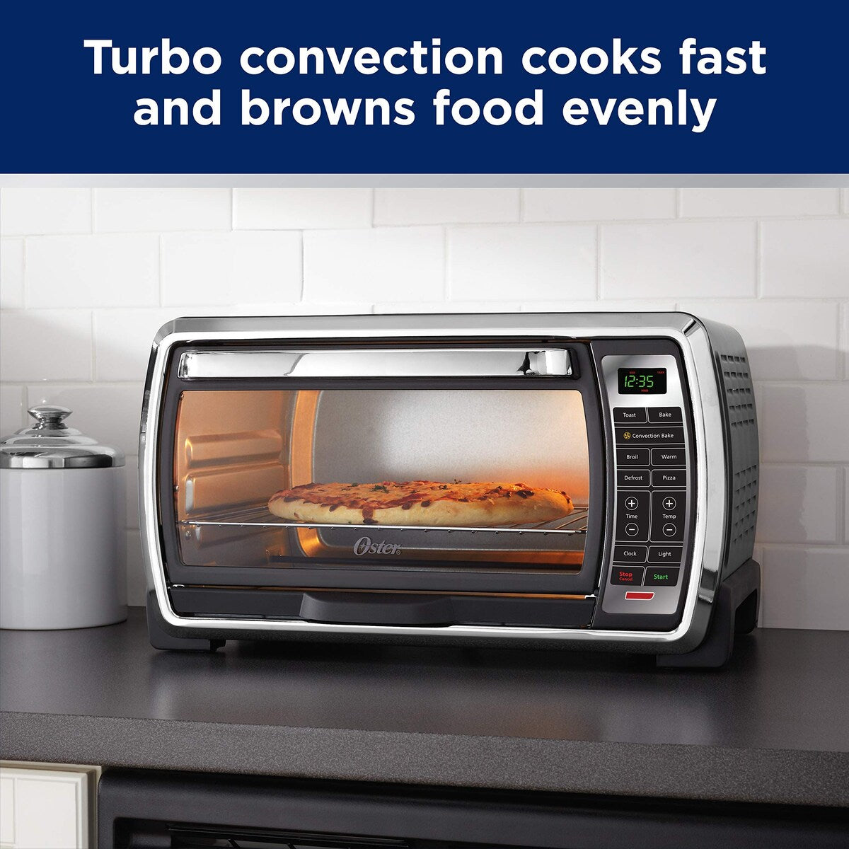 Toaster Oven Digital Convection Oven, Large 6-Slice Capacity, Black/Polished Stainless