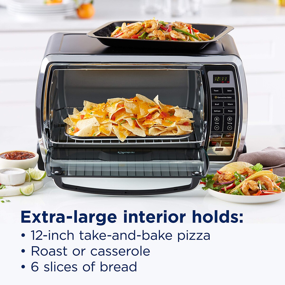 Toaster Oven Digital Convection Oven, Large 6-Slice Capacity, Black/Polished Stainless