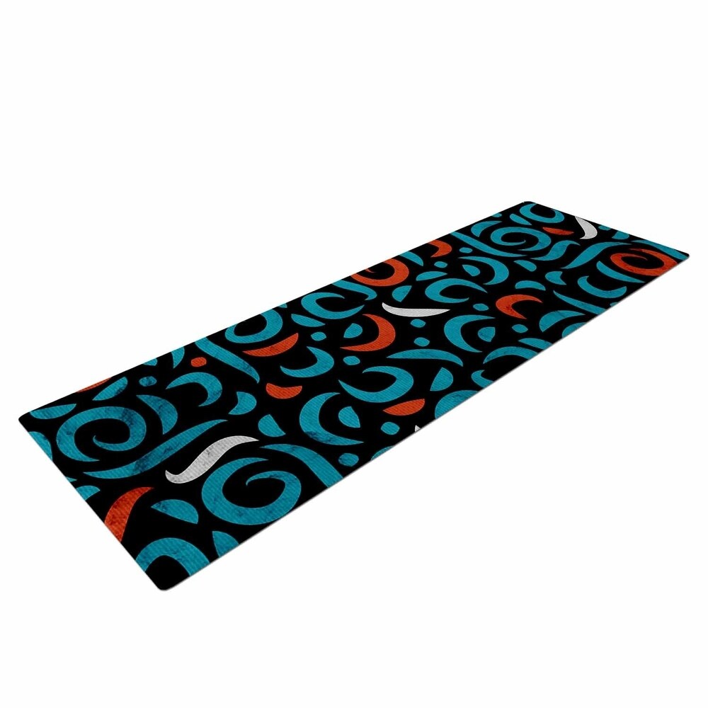Tobe Fonseca "Arabic Organic Pattern Black" Black Blue Arabesque Pattern Digital Illustration Yoga Mat