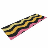 Tobe Fonseca "Rainbow Waves" Black Purple Pattern Geometric Illustration Digital Yoga Mat - Multi