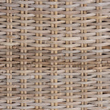 Toby Modern Bohemian Grey Kubu Rattan and Rustic Taupe Finished Mahogany Wood Counter Stool