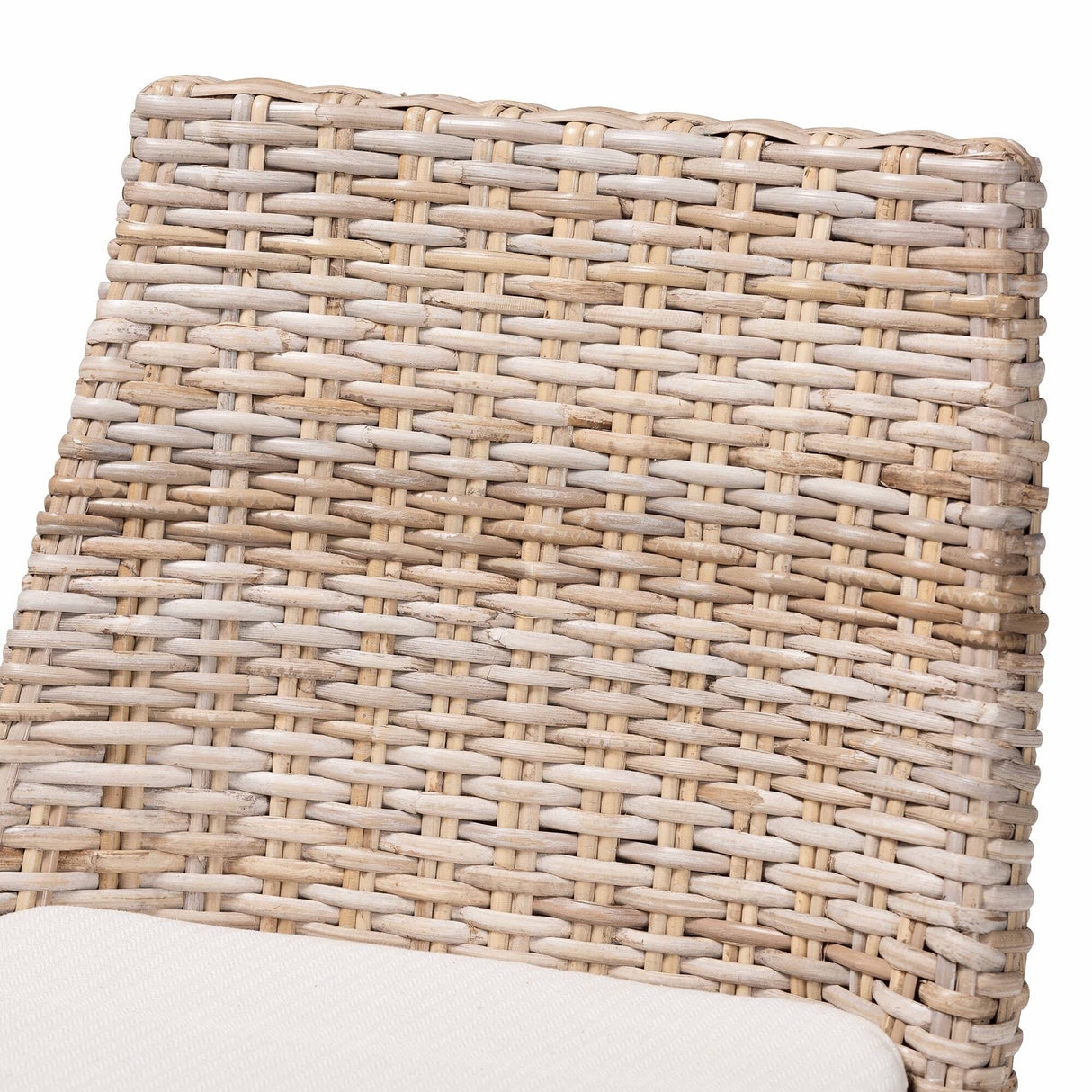 Toby Modern Bohemian Grey Kubu Rattan and Rustic Taupe Finished Mahogany Wood Counter Stool