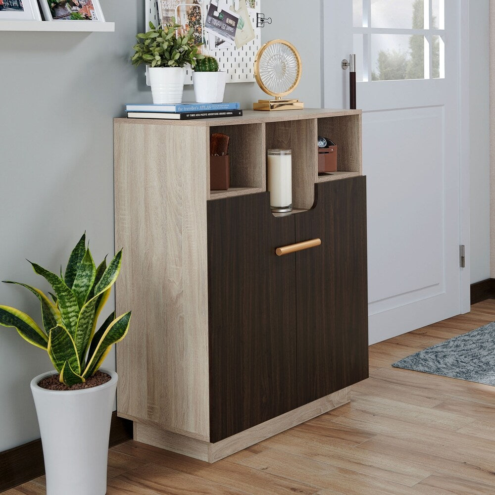 Furniture of America Toby Transitional Oak 6-shelf Shoe Cabinet