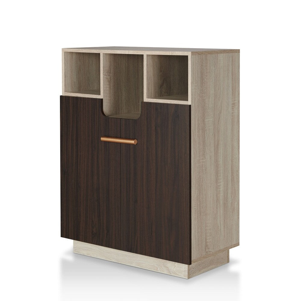 Furniture of America Toby Transitional Oak 6-shelf Shoe Cabinet