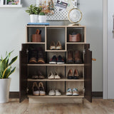 Furniture of America Toby Transitional Oak 6-shelf Shoe Cabinet