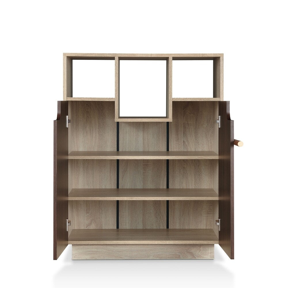 Furniture of America Toby Transitional Oak 6-shelf Shoe Cabinet