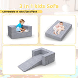 Toddler Couch with Blanket, 3-in-1 Kids Couches and Sofas Fold Out, Convertible Sofa to Playful Slide, Extra Softer Kids Sofa