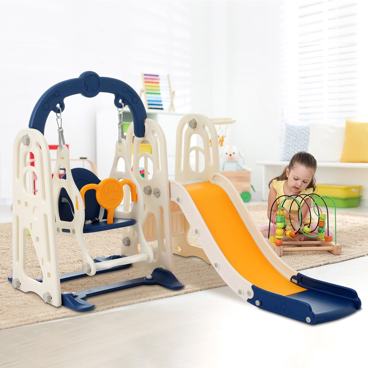 Toddler Slide and Swing Set 3 in 1 Toddler Playset