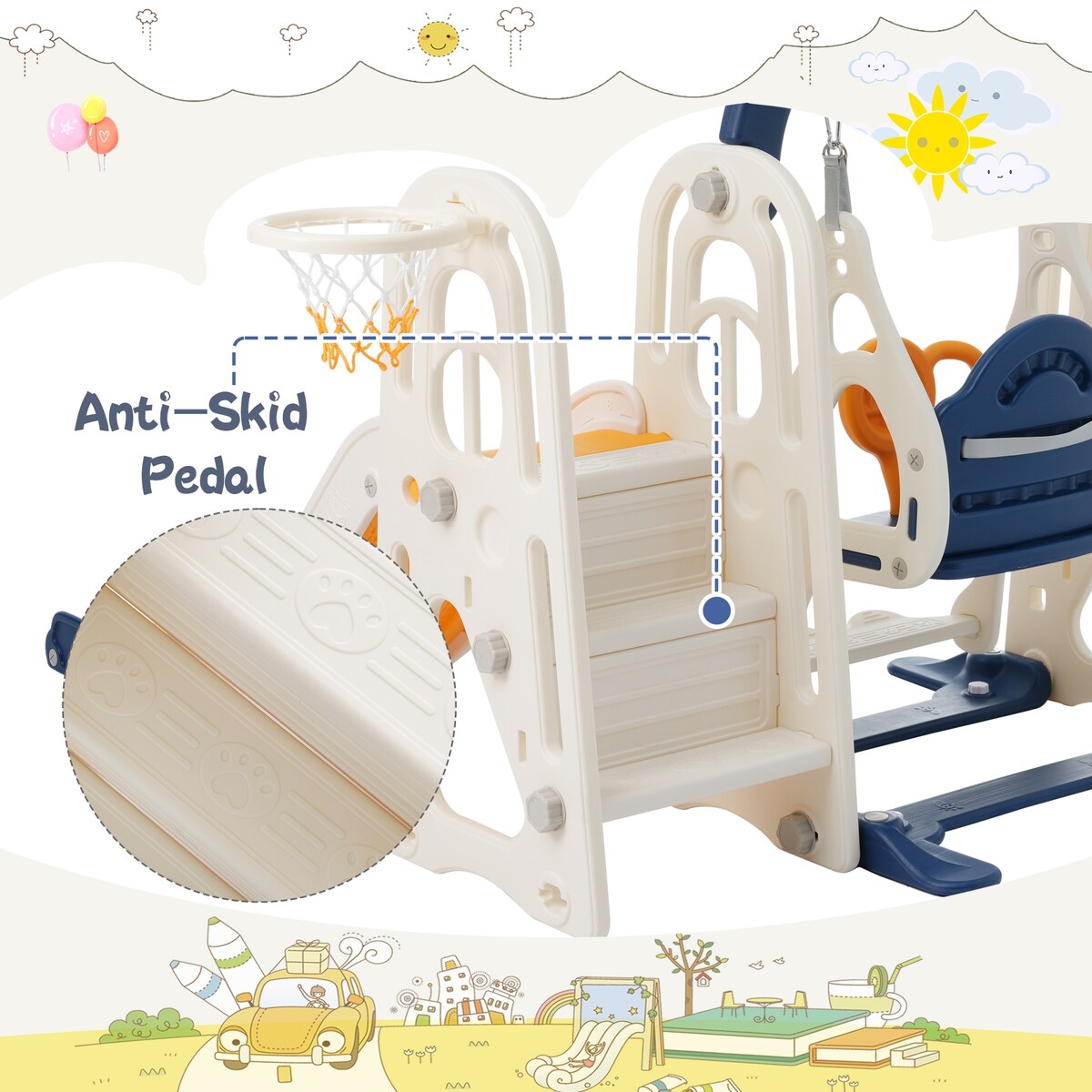 Toddler Slide and Swing Set 3 in 1 Toddler Playset