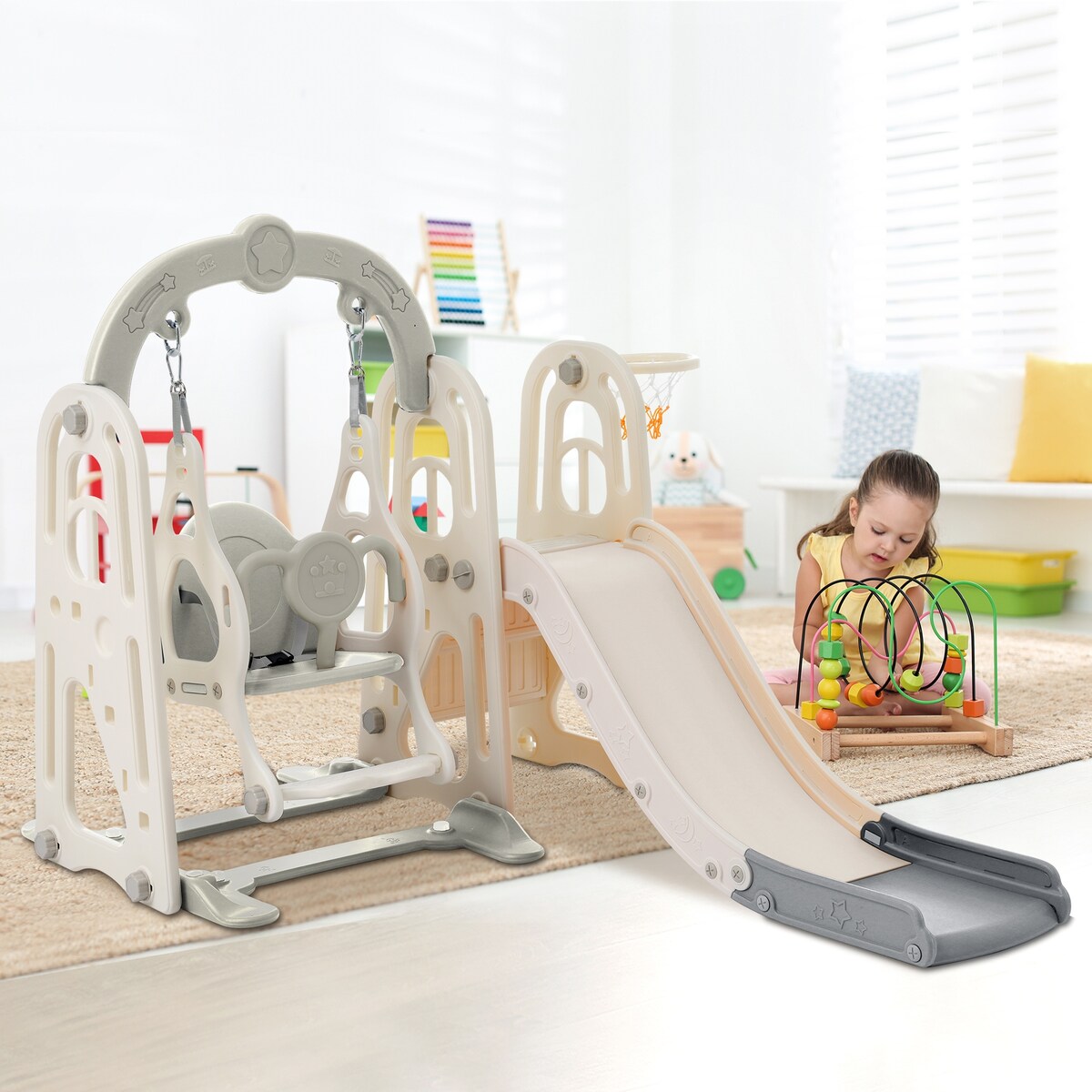 Toddler Slide and Swing Set 3 in 1 Toddler Playset