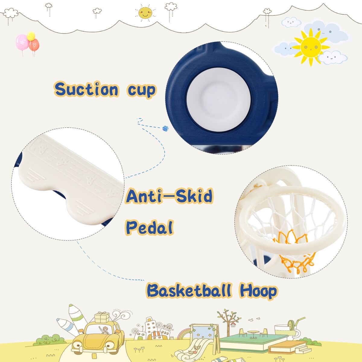 Toddler Slide and Swing Set 3 in 1 Toddler Playset