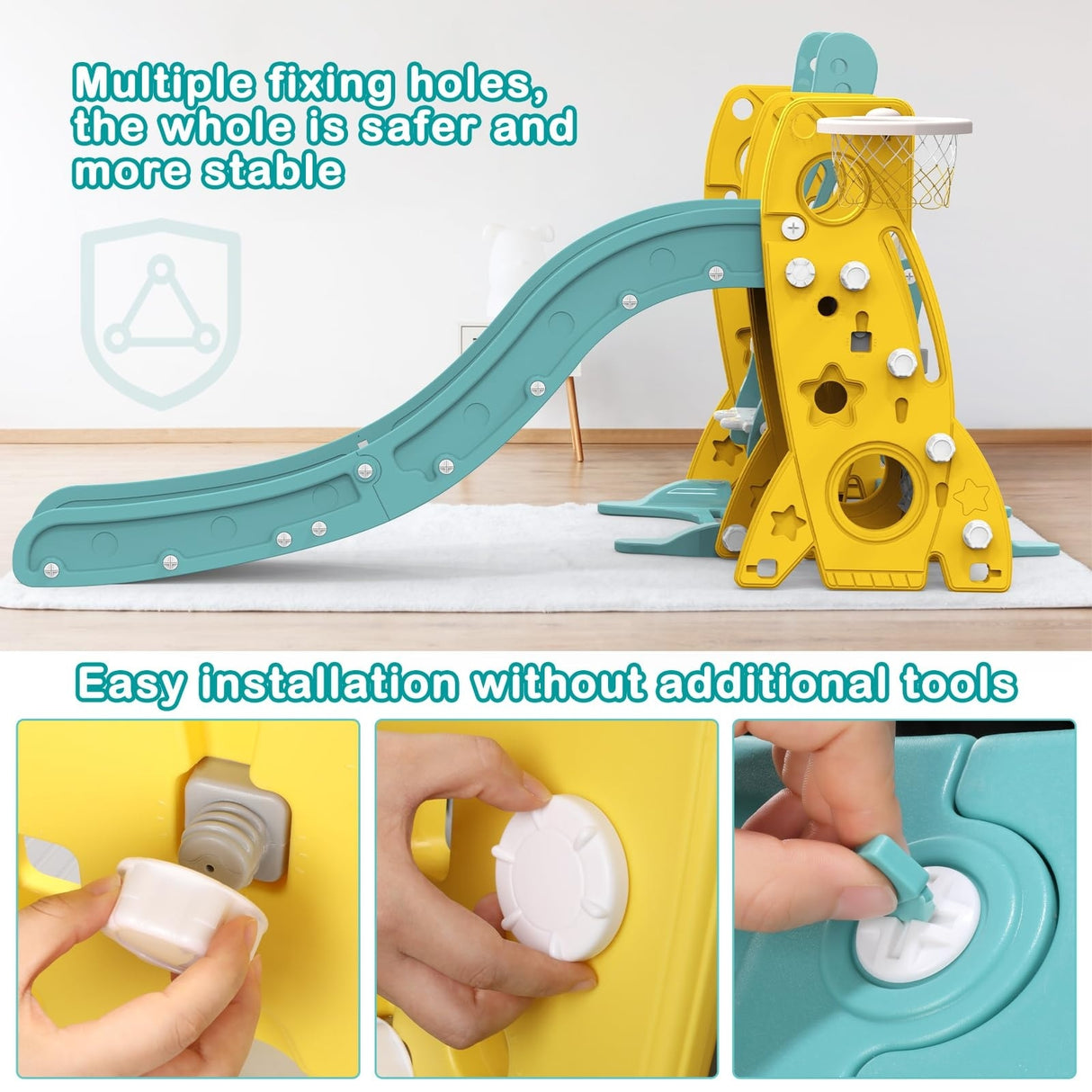 Toddler Slide and Swing Set 4 in 1 Kids Climber Slide Playset - 80 x 56.3 x 37in