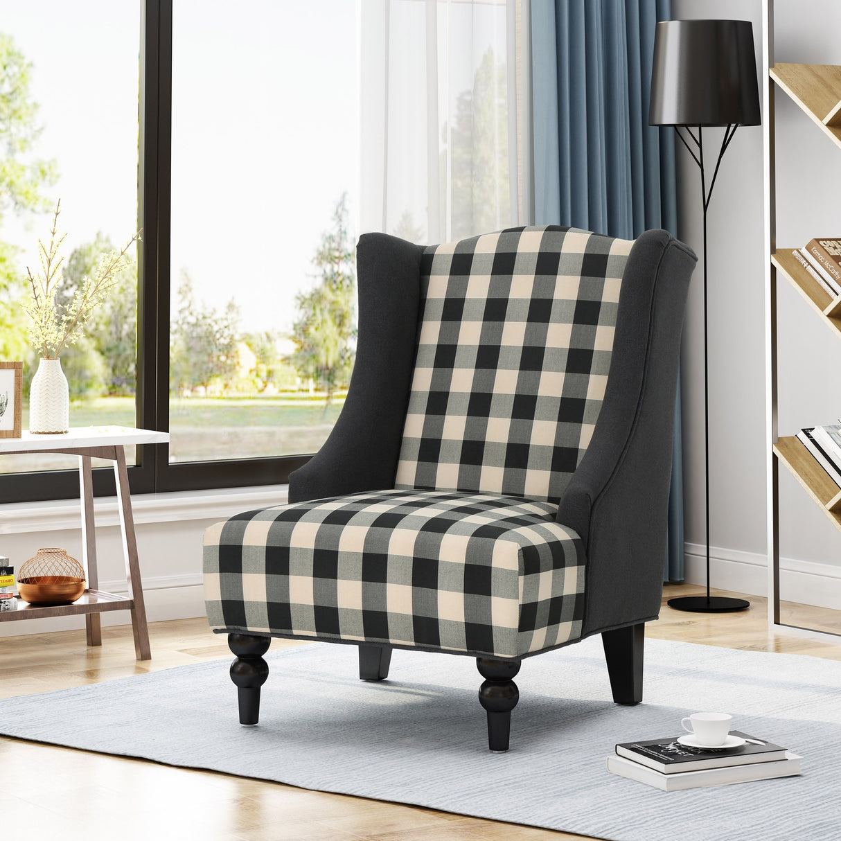 Toddman Contemporary Wingback Fabric Club Chair by Christopher Knight Home