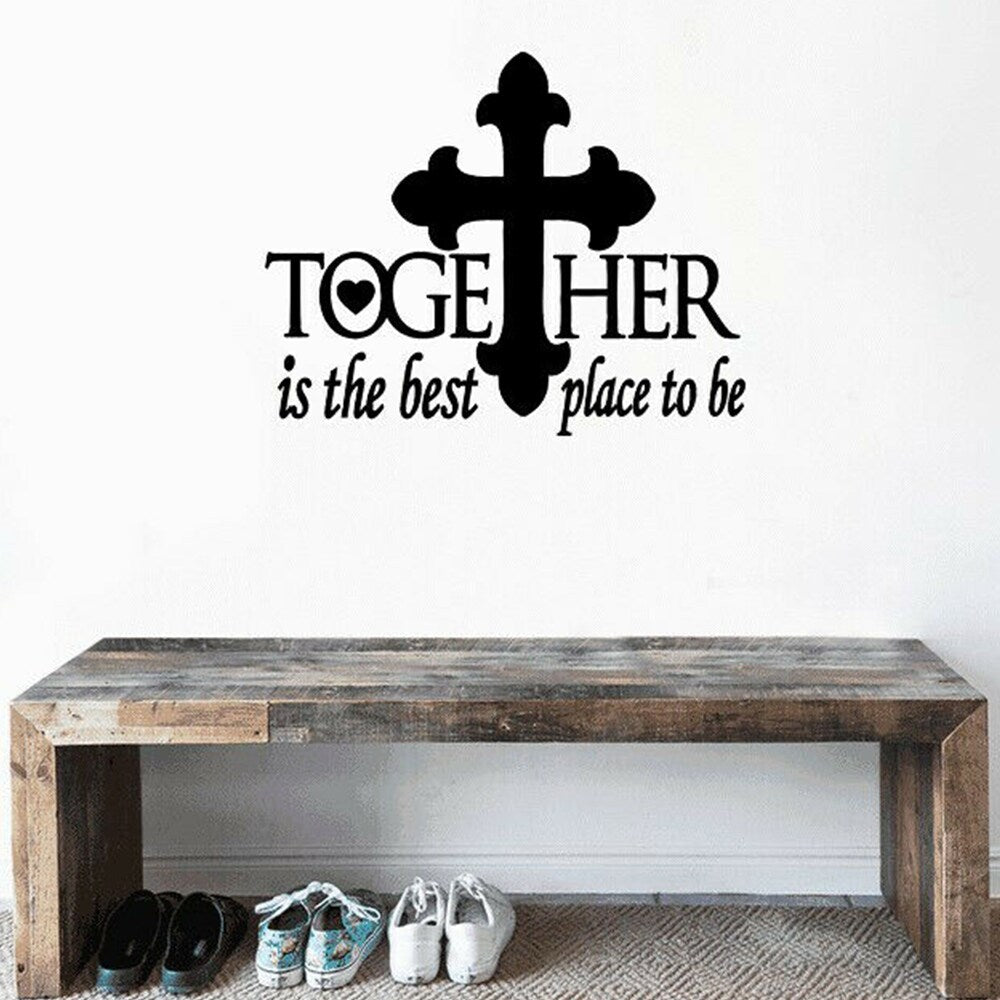 Together Is the Best Place to Be Vinyl Wall Decal Cross 17" x 23"