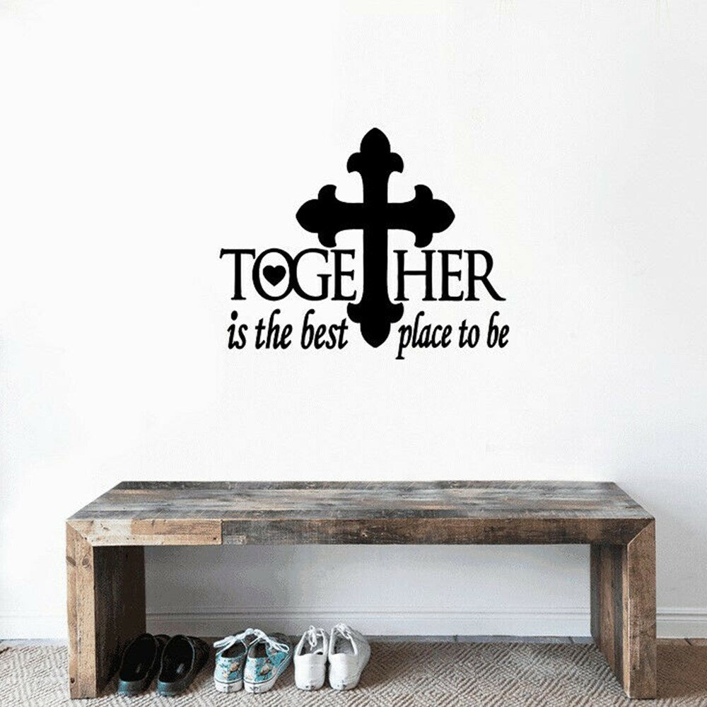 Together Is the Best Place to Be Vinyl Wall Decal Cross 17" x 23"