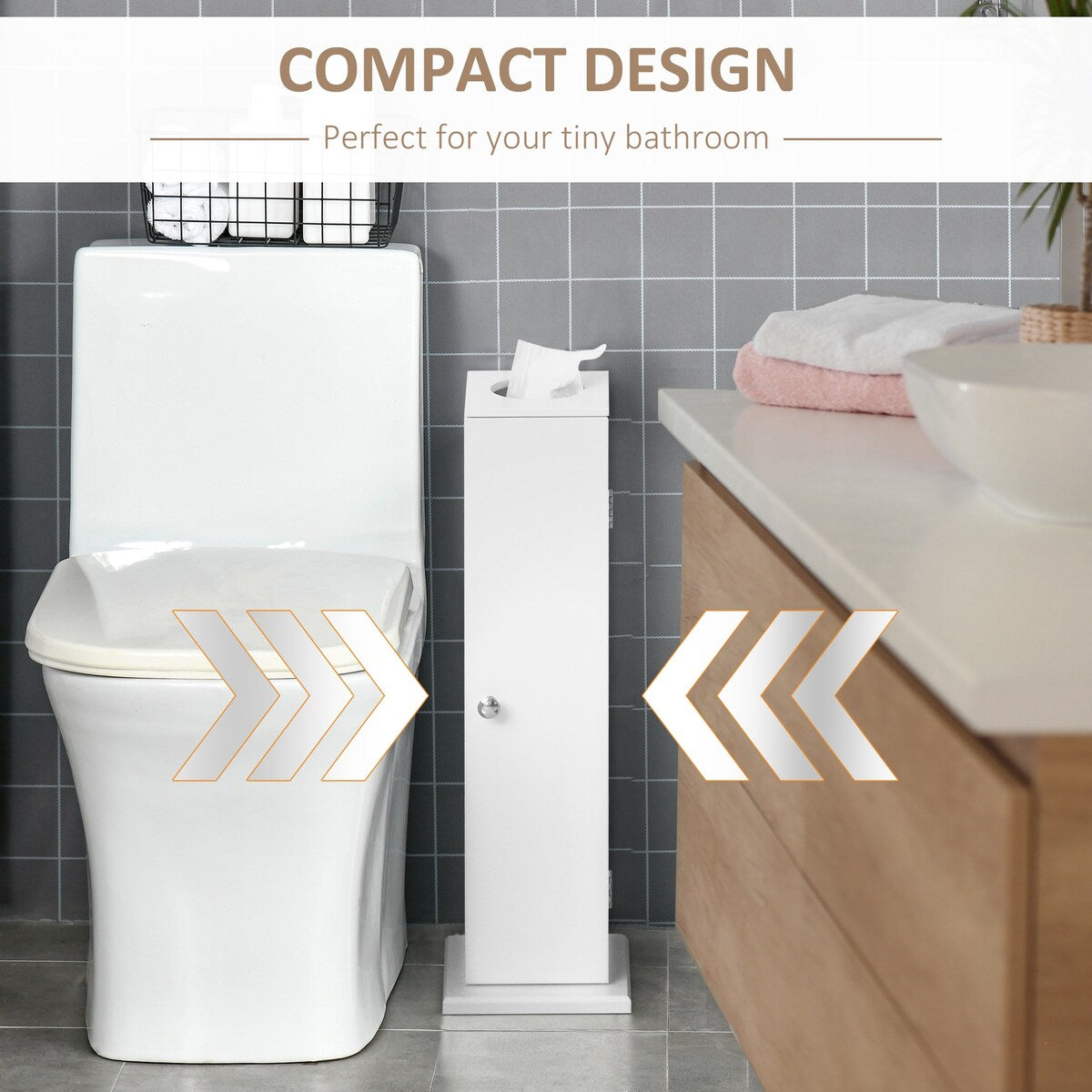 Toilet Paper Cabinet Bathroom Corner Floor Cabinet with Doors and Shelves, Bathroom Thin Storage Organizer for Paper Shampoo