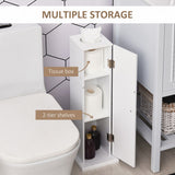 Toilet Paper Cabinet Bathroom Corner Floor Cabinet with Doors and Shelves, Bathroom Thin Storage Organizer for Paper Shampoo