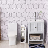 Toilet Paper Cabinet Bathroom Corner Floor Cabinet with Doors and Shelves, Bathroom Thin Storage Organizer for Paper Shampoo