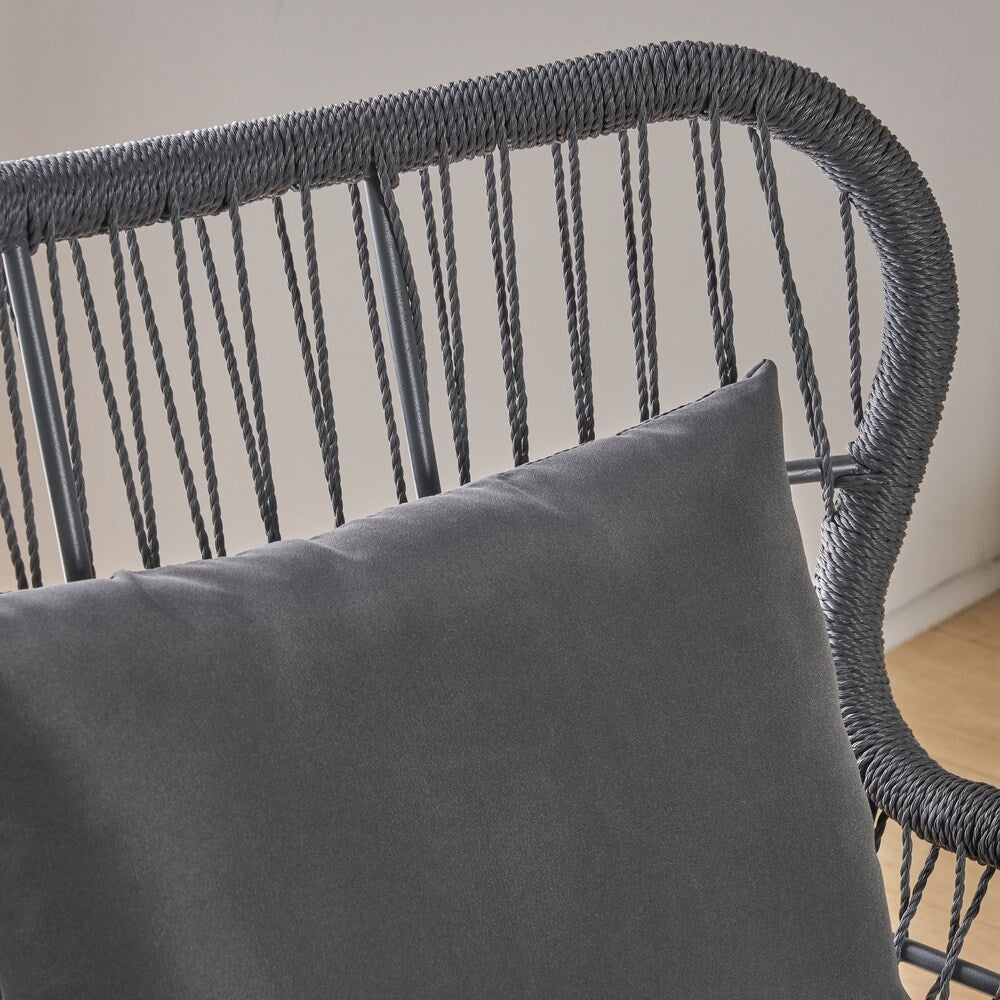 Tolovana Indoor Steel and Rope Club Chairs with Cushioned by Christopher Knight Home
