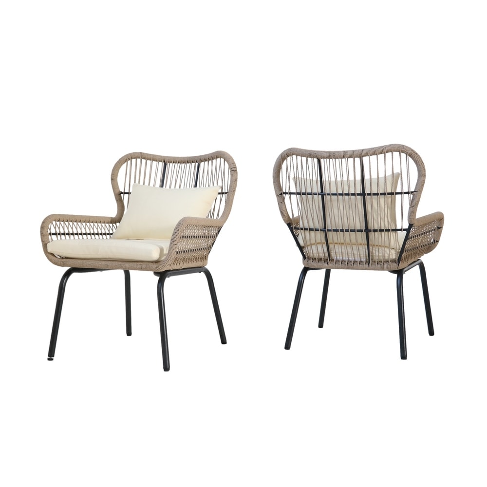 Tolovana Indoor Steel and Rope Club Chairs with Cushioned by Christopher Knight Home