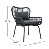 Tolovana Indoor Steel and Rope Club Chairs with Cushioned by Christopher Knight Home