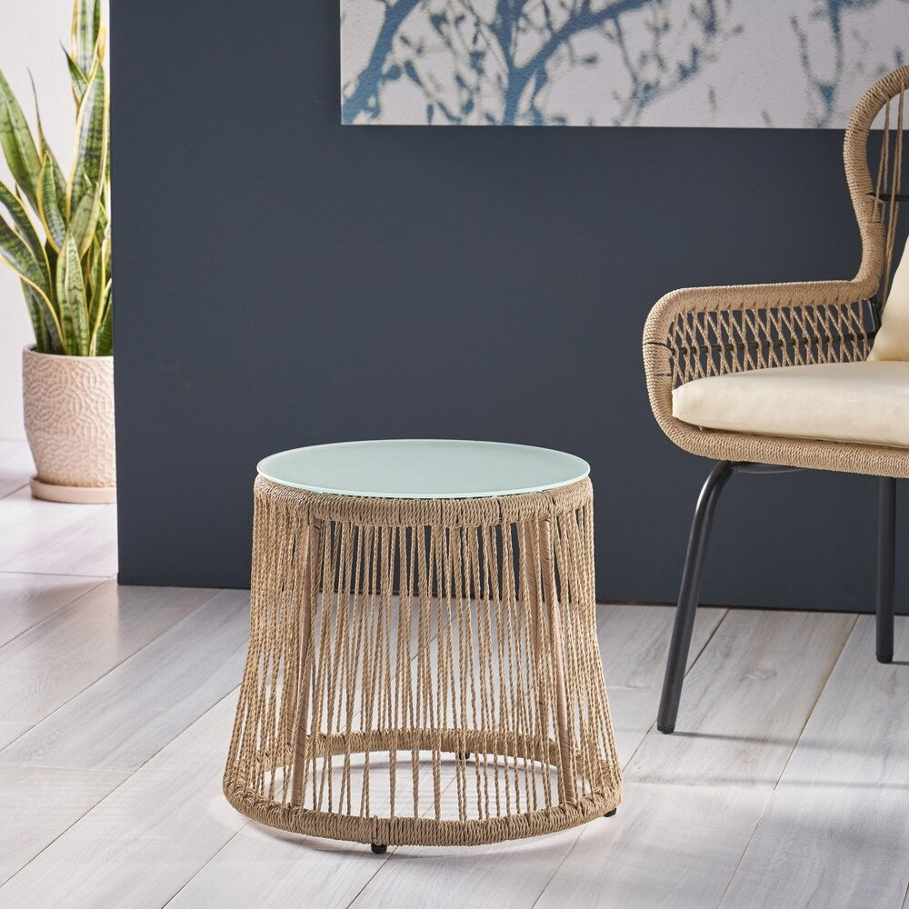Tolovana Indoor Steel and Rope Side Table by Christopher Knight Home