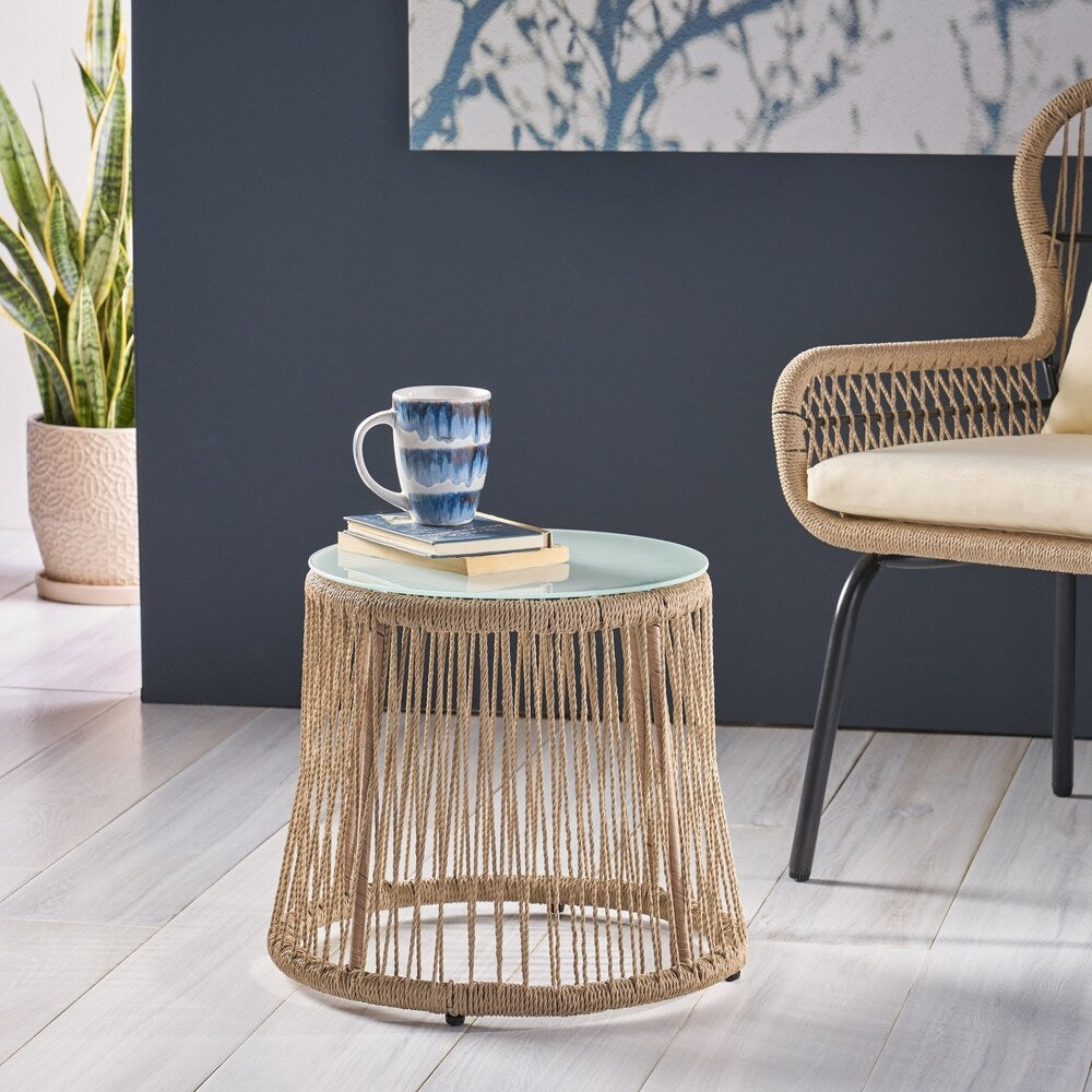 Tolovana Indoor Steel and Rope Side Table by Christopher Knight Home