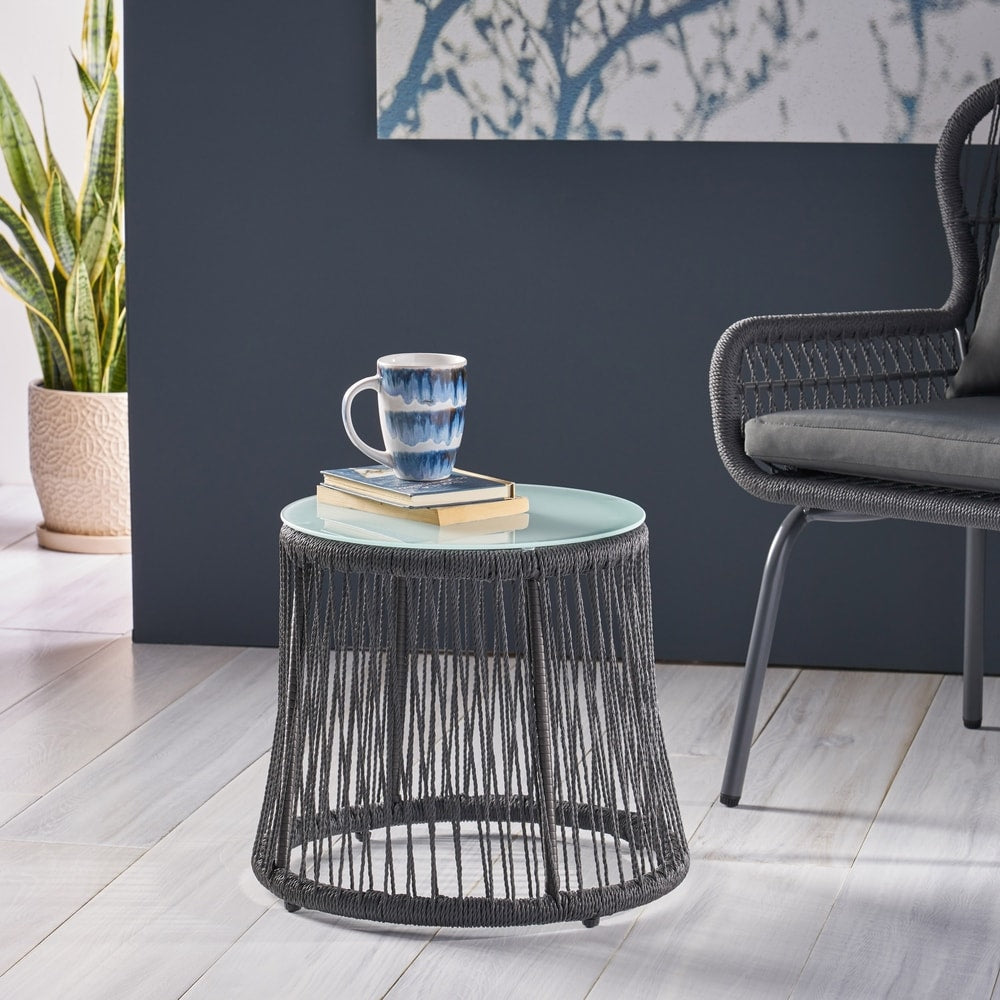 Tolovana Indoor Steel and Rope Side Table by Christopher Knight Home