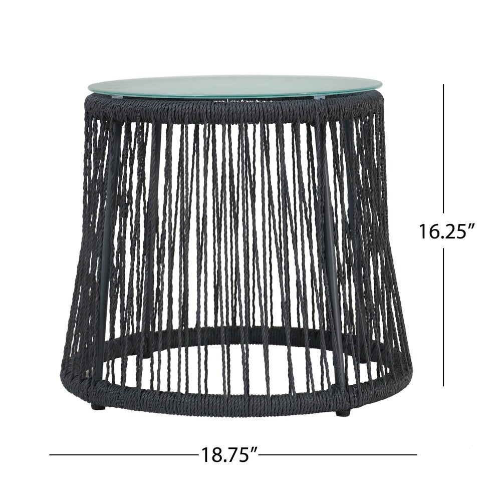 Tolovana Indoor Steel and Rope Side Table by Christopher Knight Home