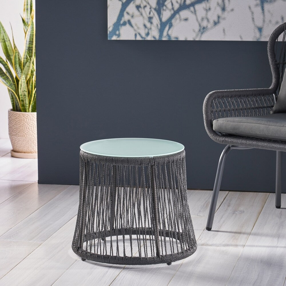 Tolovana Indoor Steel and Rope Side Table by Christopher Knight Home