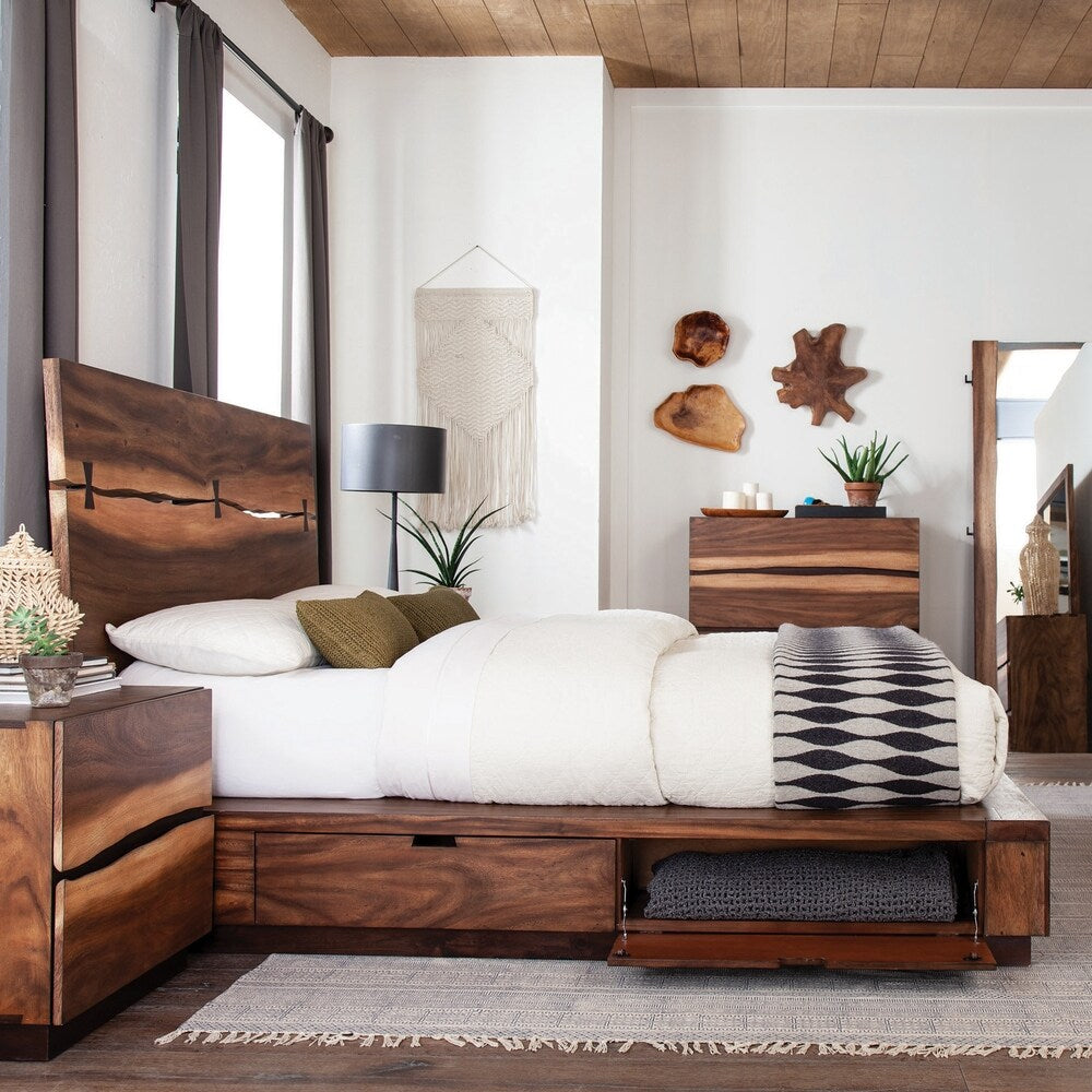 Tolt River Smokey Walnut 4-piece Storage Bedroom Set with Chest