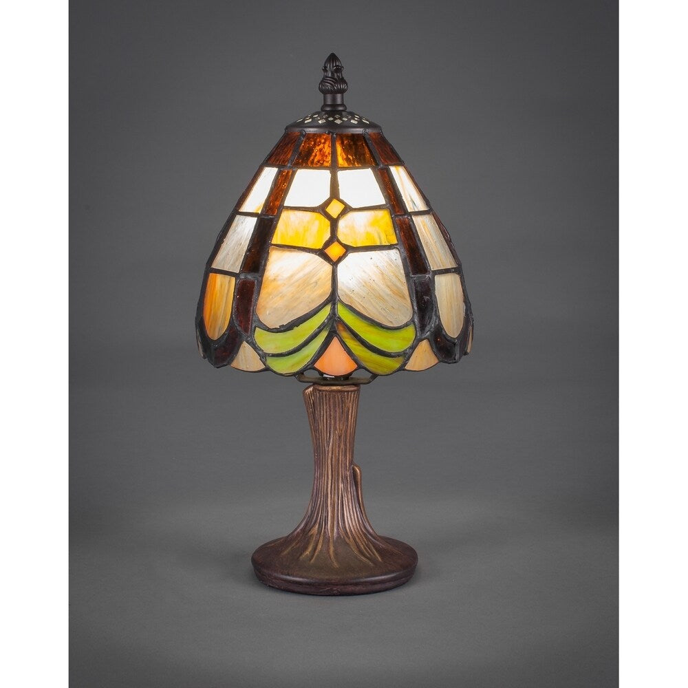 Toltec 1 Light Tiffany Accent Lamp Shown In Dark Granite Finish With 6.25" Paradise Tiffany Glass