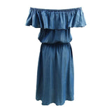Tommy Bahama Women's Off the Shoulder Dress Swim Cover-Up (S, Chambray)